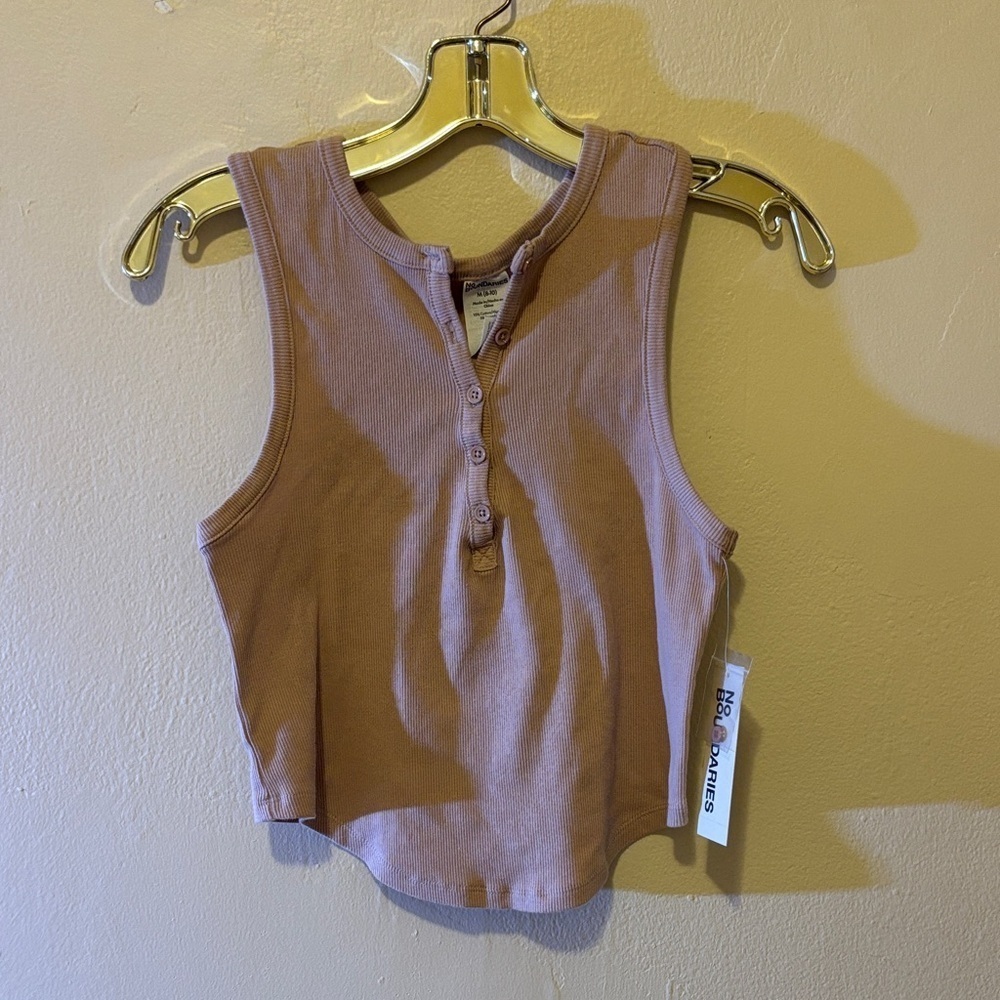 No Boundaries Buttoned Tank Top in Light Brown